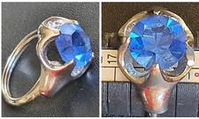 Anello?CRISTALLO BLU❗️no.18 uomo donna color argento RETRÒ❗️pietra VINTAGE❗️ 