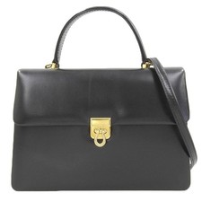 Borsa a mano Launer London Royale Box vitello 2 vie nera usata ottima dal Giappone