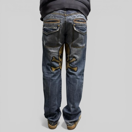 Jeans vintage y2k - logo, teschio