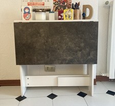 Cannoli Tavolo Pieghevole in Legno  per 6 Persone, Richiudibile. Bianco  Cemento