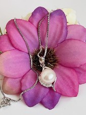 Collana In argento Con Perla Naturale E Cristalli