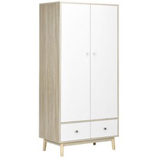 HOMCOM Armadio 2 Ante in Legno con 4 Vani, 2 Cassetti e Appendiabiti