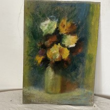 Dipinto Olio Su Tela Raffigurante Fiori