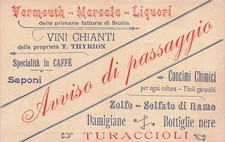 28-104 REGGIO EMILIA MONTI VERMOUTH VINI CHIANTI CAFFE' THRION TURACCIOLI AVVISO
