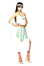 Costume Cleopatra Egiziana Bianco Oro Donna Adulti Halloween Carnevale Feste