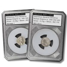 Denario romano con vetrina