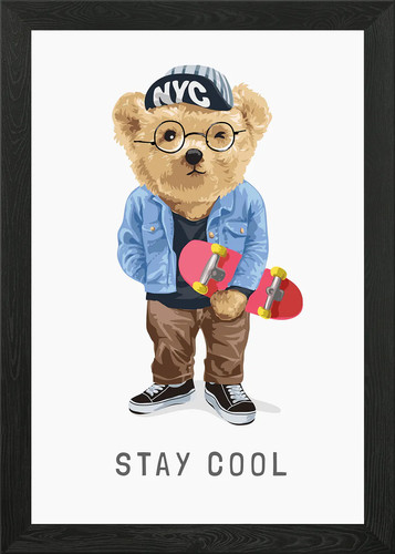 Orso giocattolo skateboard
