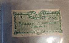 BIGLIETTO INGRESSO GIARDINO ZOOLOGICO ROMA LIRE 2