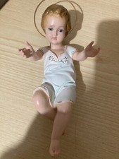 Vecchio Gesù Bambino Bambinello Gesso Landi Occhi Di Vetro 20 Cm 