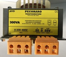 Trasformatore Monofase 300VA  Primario 230 400V Secondario 55 0 55V (0 55 110V)
