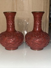 2 X Vaso Vintage Cinese Rosso