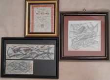 Lotto 3 bozzetti corrente Futurismo anni 30/40  aeroplani in volo 