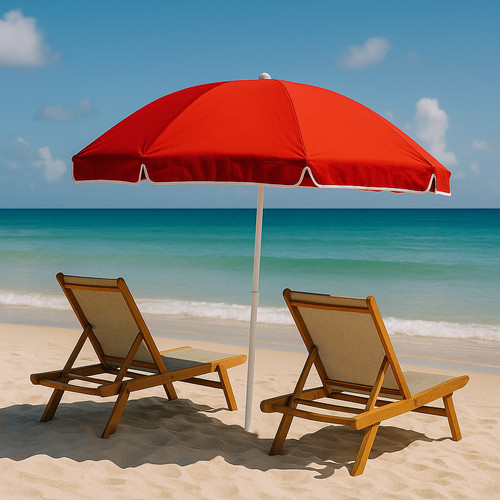Ombrellone rosso con - ombrellone,