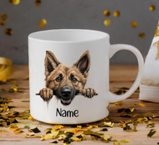 Tazza Mug Personalizzata Pastore Belga Laekenois Cane Peeping Cucciolo FATTA SU ORDINAZIONE