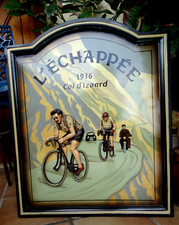 TABLEAU , CADRE COUNTRY CORNER , COURSE CYCLISTE COL D'IZOARD "L'ECHAPPEE "