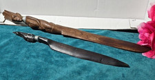 Kenya Africa arte tribale scultura intagliata a mano Athame apri lettere coppia di 2