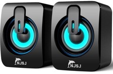 NJSJ Mini Casse PC, Set di Altoparlanti 2.0 USB Stereo, 6 W, Jack AUX 3.5 (v2e)