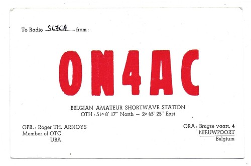 Qsl radio on4ac nieuwpoort - qsl,