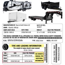 TRAILER VIN STICKER SET - GVWR