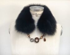 'S Max Mara vero colletto volpe blu scuro con chiusura gioiello