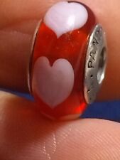 Pandora Murrina Rossa Con Cuori Grandi