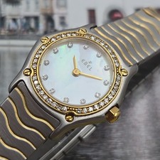 Autentico Vintage Donna Ebel Con Diamanti Lunetta Oro 18k Quarzo Classico e Chic