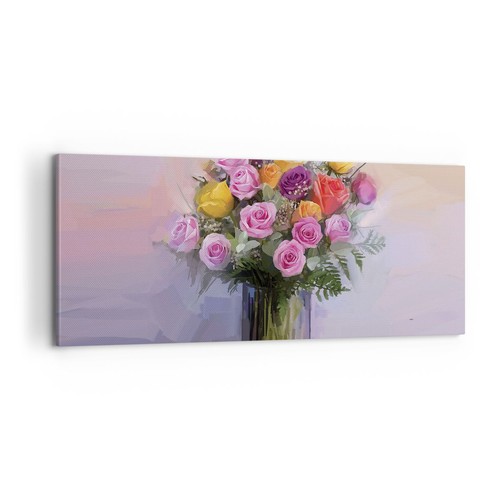 Quadro tela 100x40cm fiori - su,