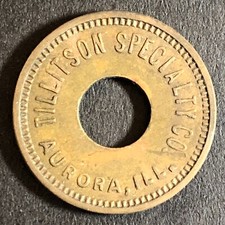 Gettone slot machine Tillitson Specialty Co. Aurora, IL "Mints" c1925-30s ottime condizioni 21 mm
