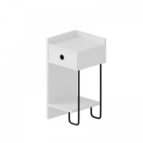 Comodino bianco con cassetto - comodino,