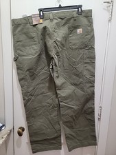 Pantalone da lavoro Carhartt Cargo vintage uomo 46x30 verde tela rilassata B324-ARG. Nuovo 