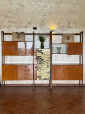 Parete attrezzata vintage anni ’50-’60 modulare in legno – Italia