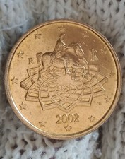 Moneta 50 Cent Italia 2002 "VARIANTE DI LEGA" assume il colore bronzato o dorato