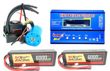 RC Brushless 60A ESC 3650 Kit per Modelli 1/10 + 2x batterie 7,4V 2S + Caricabatterie
