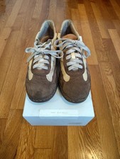 Scarpe Visvim Butzi-Folk bianche/pelle naturale tipo allenatore esercito tedesco taglia 9,5