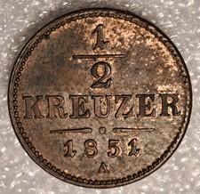 1851 A Austria 1/2 Kreuzer