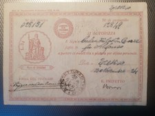 AUTORIZZAZIONE PORTARE RIVOTELLA O PISTOLA PER DIFESA PERSONALE-TREVISO 1924