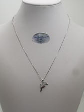 COLLANA DA DONNA CON CIONDOLO DELFINI IN ORO BIANCO 18KT 750 2,3 GRAMMI (4110)