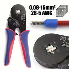 Pinza Crimpatrice Capicorda esagonale 0.08-16mm2 30-6AWG Pinza a Cricchetto Pnu