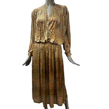 VINTAGE Missoni Vestito Donna Beige Maglina Abito 100% Seta Woman Dress Tg M