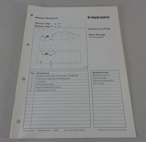 Einbauanweisung webasto - einbauanweisung,