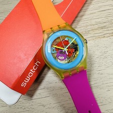 NUOVO✅ Swatch Color Palette SUOJ101 Scheletro 41mm Orologio Silicone Rosa Arancione