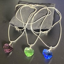 Collana snake da donna con cuore swarovski catenina lunga 45 cm ciondolo argento