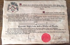 Diploma Grande ufficiale stella al merito Ordine di San Giorgio d’Antiochia 1947