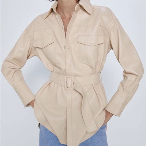 Giacca camicia ecopelle con