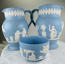 Set vintage di 3 brocche e tazze circa 1898-1920 Dudson Brothers Hanley Jasperware