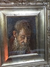 OLIO SU TELA ALFONSO GRASSI VOLTO DI VECCHIO CERTIFICATO E GARANTITO + CORNICE 