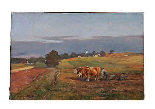 Paesaggio con buoi carro - paesaggio,