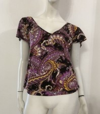 PENNYPULL Maglia viola gialla fantasia Tg L