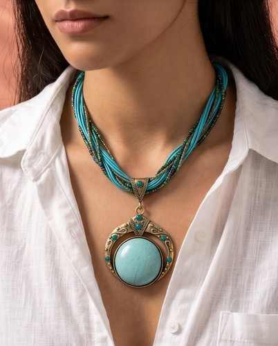 Collana con ciondolo turchese