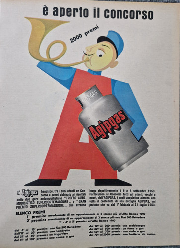 1953 pubblicità agip agipgas - 1953,